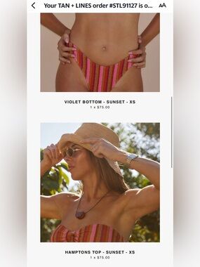 TAN lines by Sivan Ayla- Hamptons Strapless Swim Top — Sunset Stripe